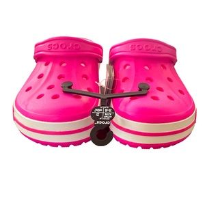 Crocs Mens and Womens Bayaband Clog Slip On Roomy Fit Electric Pink M7/W9